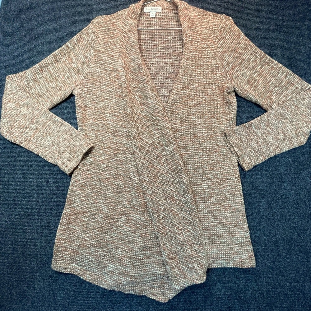 Open Front Cardigan Womens XL Brown Marled Knit Cozy Layering Cozy Sweater Boho